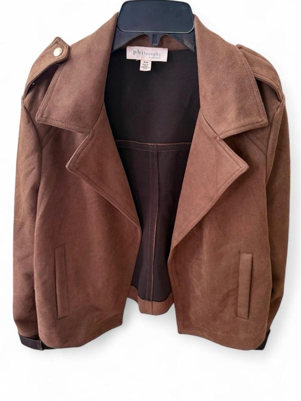 Philosophy Chocolate Brown Suede Moto Jacket